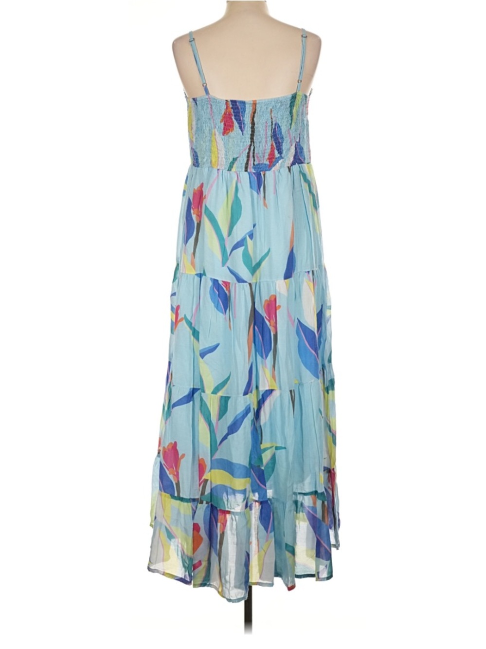 OLIPHANT Trovata Smocked Back Cotton Silk Maxi Dress Size Large - Picture 5 of 8